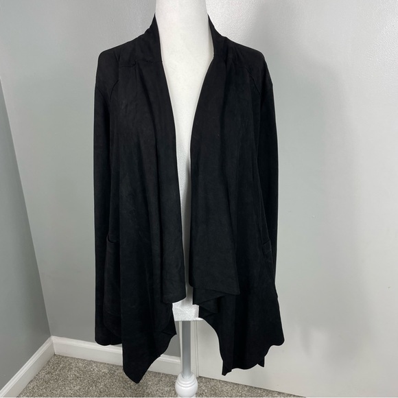 JOH || Fringe Sleeve Drapey Faux Suede Jacket Size M - Picture 1 of 6